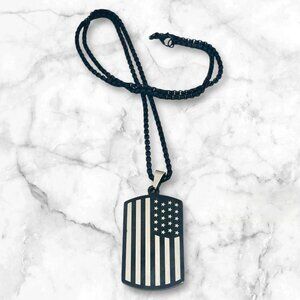 American Flag & Lords Prayer Dog Tag Pendant Necklace Stainless Steel